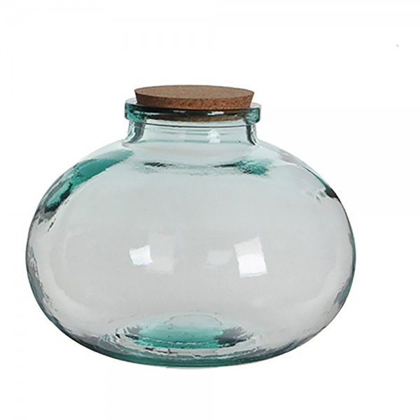 Bote de cristal redondo olly con tapón de corcho ø29 x 23 cm